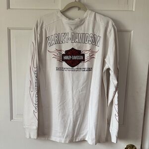 Harley-Davidson White Long Sleeve Tee with Logo Size Large